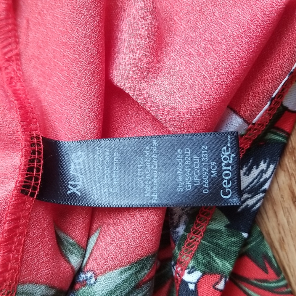 (XL) George Tropical Floral Print Slightly Sheer Flowy Beach Dress/Swim Cover Up - Picture 5 of 7